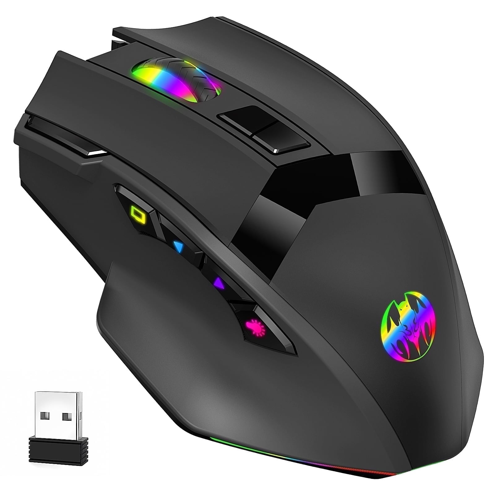 Wireless Gaming Mouse, 16000 DPI Adjustable, Bluetooth 5.2 & 2.4GHz Dual Mode, Lightweight, 10 Buttons, RGB Lighting, for PC Gaming & Office, Muzpu (Black)