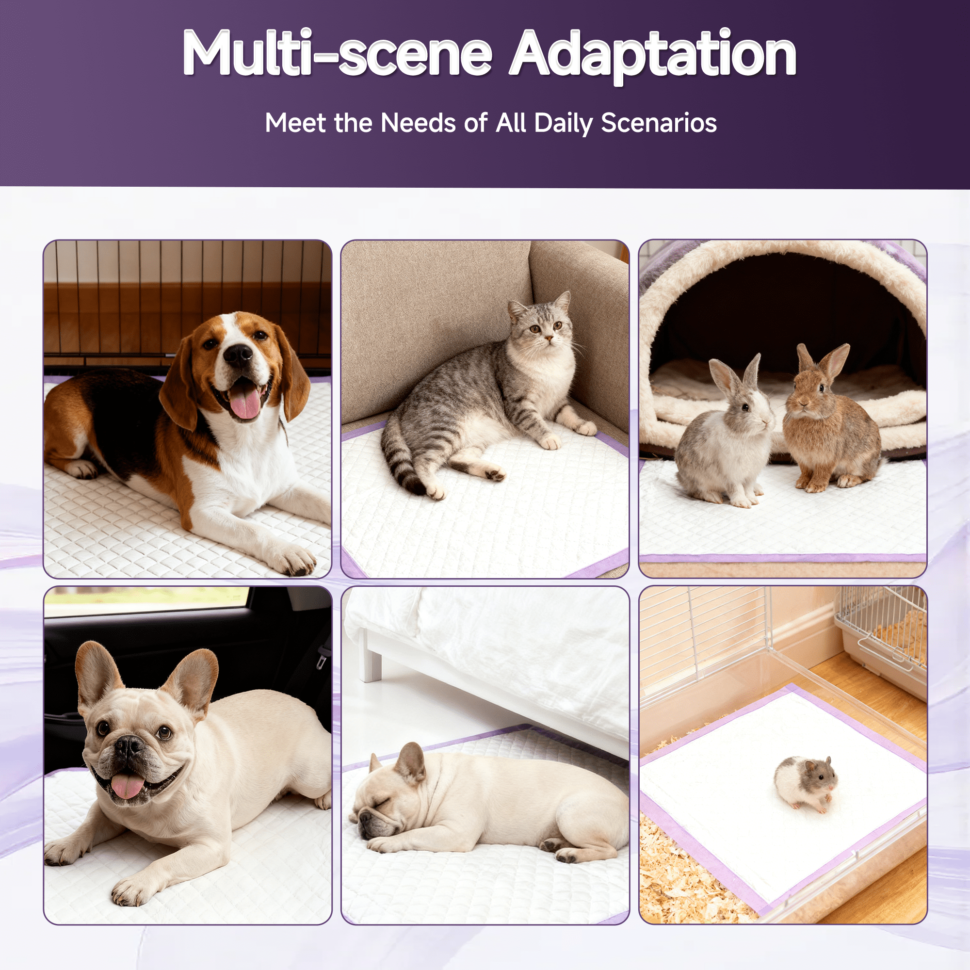 Woonono Puppy Pads Training Pads, Lavender,22 in x 22 in, 100 Count Disposable Dog Pee Pet Pads