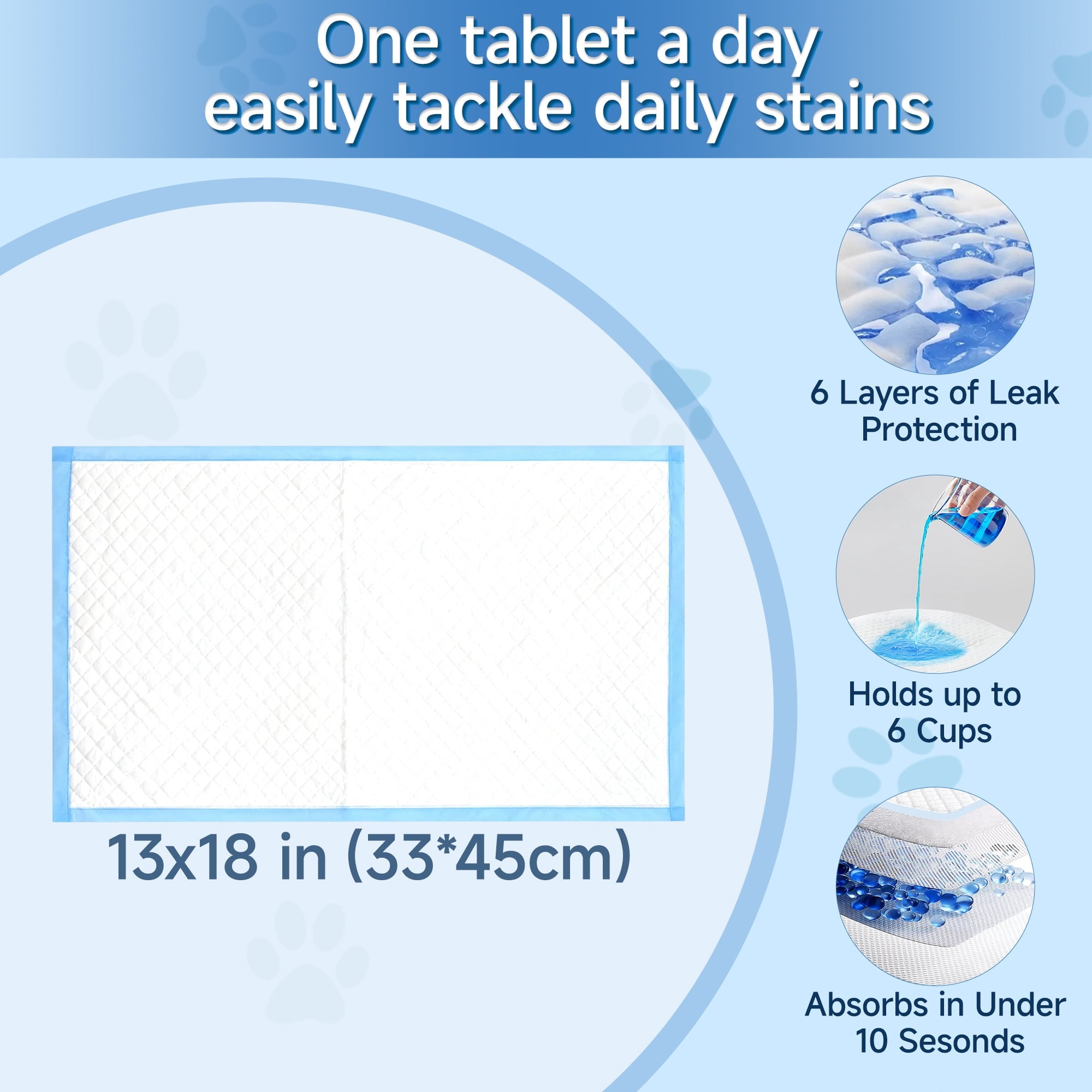 Woonono Puppy Pads Training Pads,Super Absorbent,M,13"X 18",100 Count Disposable Dog Pee Pads