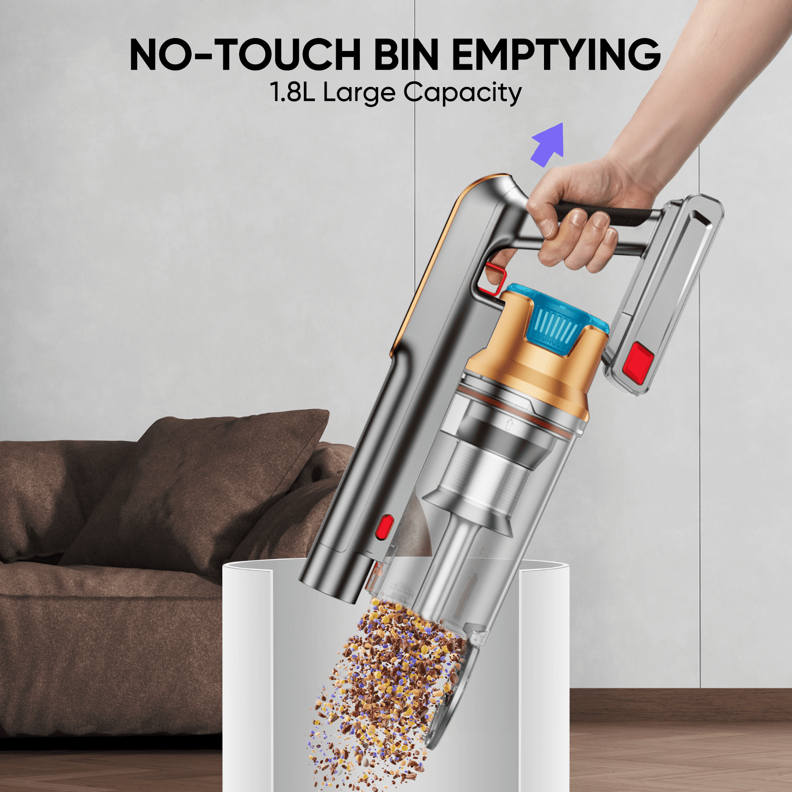 VAKERR Cordless Vacuum Cleaner 550W 55KPA 60Mins 2500mAh Lightweight Stick Vacuum Cleaner for Home Hardwood Floor Carpet Pet Hair