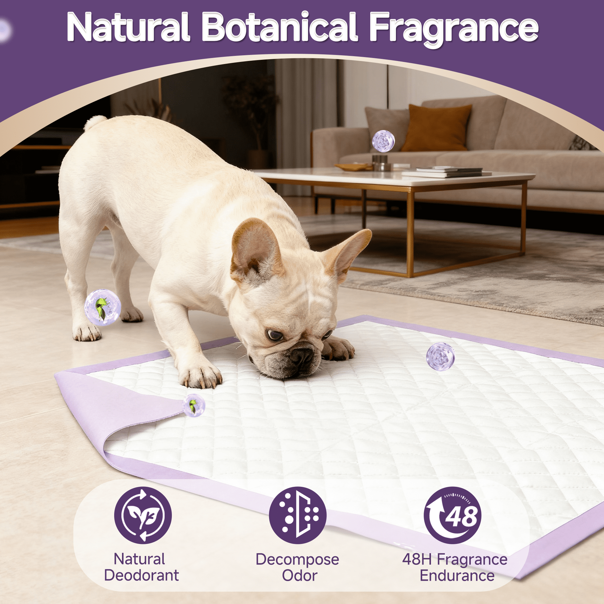 Woonono Puppy Pads Training Pads, Lavender,22 in x 22 in, 100 Count Disposable Dog Pee Pet Pads